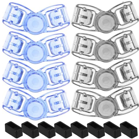ROMISBABA Lot de 8 Boucles à Dégagement Rapide pour Lunettes de Natation Clips de Sangle en Plastique Bleu et Noir Ajusteurs Universels pour Réglage Facile Accessoires de Remplacement