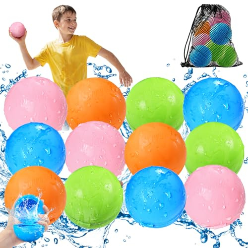 KOKODI Gavettoni Riutilizzabili Magnetici Autosigillanti, Palloncini Acqua Riutilizzabili in Silicone BPA-Free, Bombe d'Acqua per Giochi Acqua Bambini, Spiaggia, Piscina (12PZ)