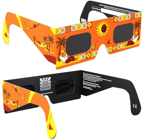 Gafas Eclipse Solar Homologadas ISO 12312-2 CE EPI | Lentes para Eclipse Solar | Fabricante Europeo Reconocido AAS | Eclipse Total España 2026 | Fiesta | Pack de 2