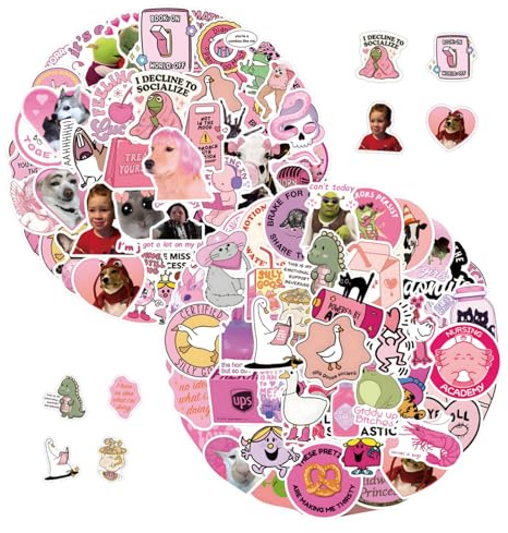 105Pcs Pack Aesthetic Stickers, Pink Funny Stickers, Waterproof and Durable Vinyl Decals, Scratch-Resistant and Dishwasher Safe Cute Sticker, for Water Bottle, Laptop, Unique Gift Ideas