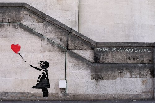 Banksy Girl with rot Balloon There is Always Hope Graffiti Poster Plakat Maßnahmen 59cm von 42cm