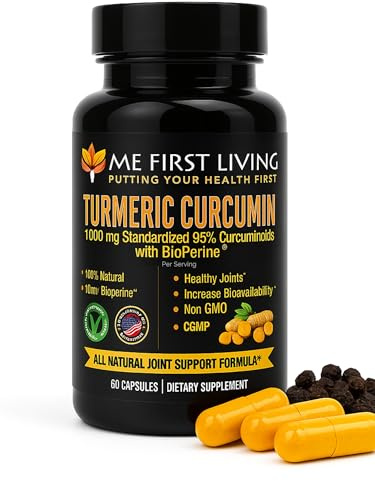 Me First Living Turmeric Curcumin 1000 mg 95% Curcuminoids, Bioperine 10 mg, 19x More Potent Than Others, Increased Absorption, Non-GMO, Organic Turmeric, Vegan, Gluten Free, 60 Capsules