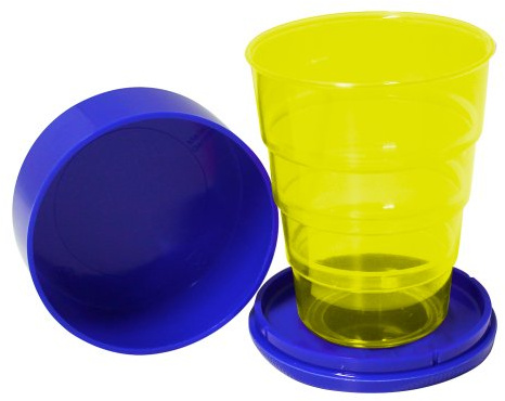 Klappbecher 200 ml leuchtgelb aus Kunststoff DDR-Plastebecher Trinkbecher zusammenklappbar für unterwegs