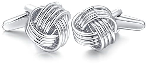 Honey Bear Herren Manschettenknöpfe Lieben Knoten Hochzeit Cufflinks Knoten-Form 1 Paar (Silber)