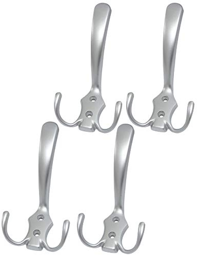 Aerzetix C41417 - Appendiabiti in Metallo, 4 Pezzi, 110/62 mm, Colore: Argento Opaco