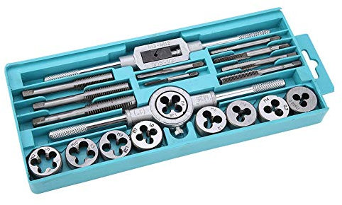 Cocoarm Jeu de tarauds et de forets en acier allié de haute qualité, jeu de tarauds et de forets 20 pièces, jeu de taraudages métrique M3-M12 avec une boîte en plastique pour véhicules et machines