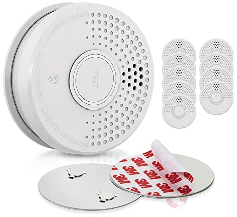 SHD OneConcept Detectores de Humo para Casa, 10x Alarmas de Incendio de Respuesta Rápida para Oficinas y Cocina, Detector Humo, Sensor Óptico con Función de Prueba, Mini Alarma Soporte Magnético