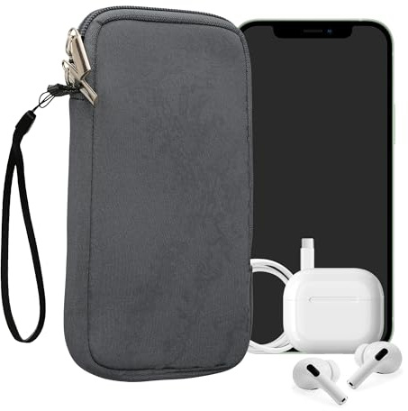 kwmobile Neopren Handytasche für Smartphones XL - 6,7/6,8 - Handy Tasche mit Reißverschluss - Handyhülle universal Blaugrau