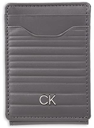Calvin Klein Herren RFID Magnetische Fronttasche Leder Geldbörse Grau Einheitsgröße, GRAU, Einheitsgröße