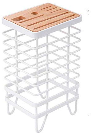 Porte-Couteau de Cuisine Blanc Universel en métal Bois Bloc de Couteaux Support de Rangement Multifonction Organisateur