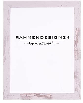 Rahmendesign24 Bilderrahmen Milano 59,4x84 (DIN A1) Weiß vintage ANTIREFLEX/ENTSPIEGELT, Fotorahmen, Wechselrahmen, Posterrahmen, Puzzlerahmen