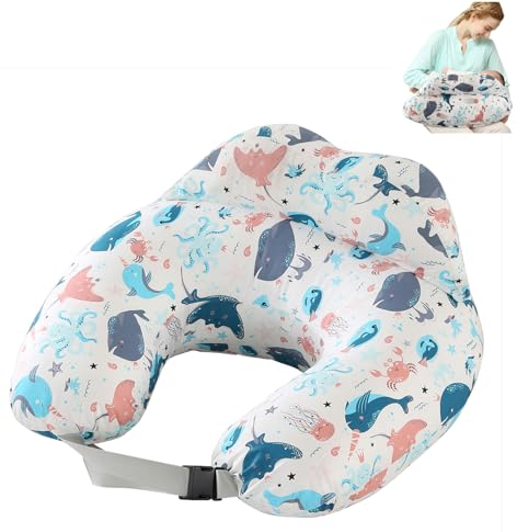 TOPCHANCES Stillkissen Stillkissenbezug Aus 100% Baumwolle,Stillkissen Klein Für Baby,Motherhood Stillkissen Atmungsaktives,Herausnehmbares Und Waschbares Stillkissen(Grauer Stern 65×55cm)