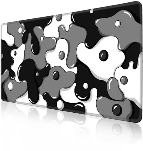 MEWOOCUE Mauspad Kuhmuster Tastaturen Mousepads XXL Schwarz & Weiß Gaming Mauspad - Gamer Mauspad - Schwarz & Weiß Gaming Schreibtischunterlage - 80 x 40,6 cm dick erweitertes XXL Gaming Mauspad