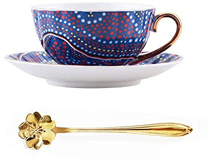 BBAUER Set di Tazze da caffè di Lusso Leggero, Set da tè pomeridiano Inglese in Porcellana Cinese in Stile Europeo, Tazza da tè in Porcellana con Fiori retrò (Color : C)