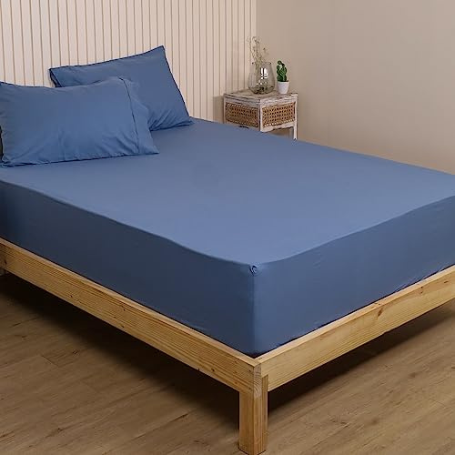 LINENWALAS 100% Organic Bamboo Silk Spannbetttuch 160x200 cm, Deep Pocket bis zu 40 cm weich, Öko-Tex zertifiziertes kühlendes Bambus Bettwäscheset Spannbetttuch mit Kopfkissenbezug (Weiß)