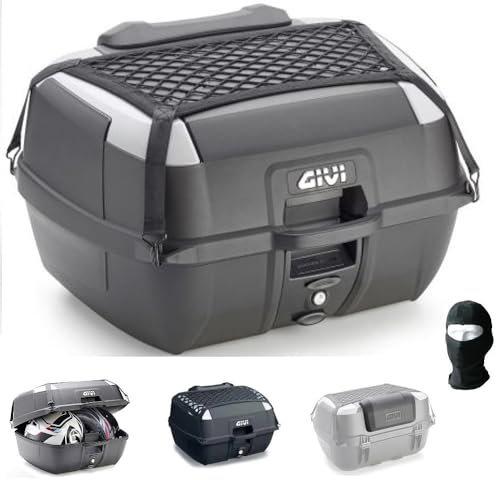 KOMPATIBEL MIT Kawasaki VERSYS 1000 GIVI MONOLOCK-TOPCASE+Platte+Netz+RÜCKENLEHNE FÜR 2 INTEGRALHELME-Jet 43LT UNIVERSAL FÜR MOTORRÄDER UND Roller MIT GEPÄCKTRÄGER