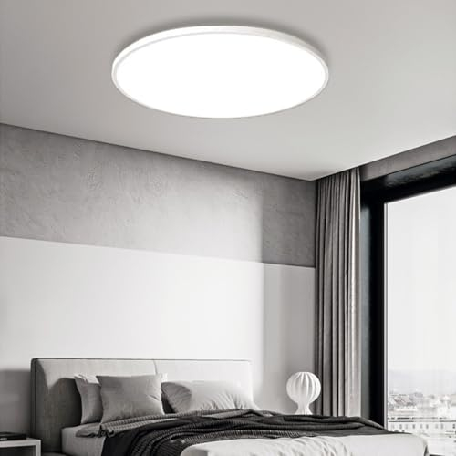 LED Deckenleuchte, 18W Deckenlampe LED 6000K Kaltweiß Badlampe Decke Badezimmerlampe Badleuchte Runde ideal für Badezimmer Schlafzimmerlampe Wohnzimmer Küche Büro Balkon Waschküche Flur (weiß, 18W)
