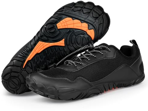 OFFCUP Barefoot Shoes, Unisex Trail Running Shoes, Soft Light Fitness Shoes Hiking Walking Shoes Quick Drying Barefoot Beach Aqua Shoes Quick-Drying Bathing Shoes for Mens Womens (10UK/44China) Black