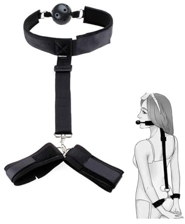 Sexy Mouth Ball Gag, Silicone Mouth Gag for Bed Role Play, BDSM Gags & Muzzles with Sex Bondage Restraints Straps Cuffs, Sex Toy Accessories for Adults Couples