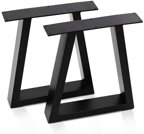 INMOZATA Tischkufen 2 Stück Trapezförmig Form Tischbeine Metall Schwarz Rostfreies Tischgestell mit Schrauben & Bodenschoner für Esstisch Schreibtisch Sitzbank Couchtisch L35XH40