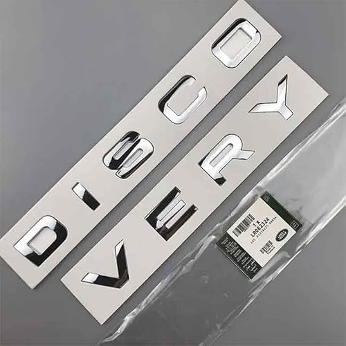 NIRBO 3D-Buchstaben-Emblem für Motorhaube, Motorhaube, Selbstklebende Buchstaben, Chrom-Frontkopf, für Land Rover Range Rover Velar Sport Discovery 2 3 4 Defender,DV-Glossy-Silver