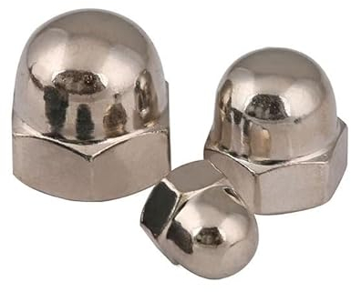 10 Stück M3-M12 Schwarz/Weiß Nickel Einkörper-Überwurfmutter Halbrunde Sechskant-Überwurfmutter Abdeckungsförmige dekorative Mutter Kugelmutter (Color : White nickel, Size : M12)