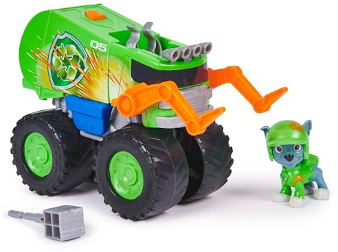 Paw Patrol: Rescue Wheels Rocky’s Recycle Truck, Toy Truck with Projectile Launcher and Collectible Action Figure, Kids’ Toys for Boys & Girls Ages 3+