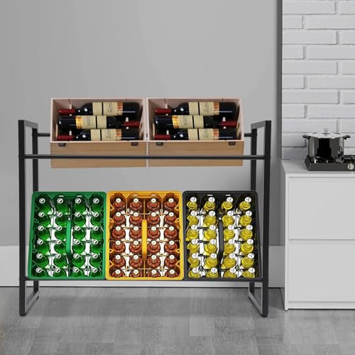 Scaffale per casse di bevande, in metallo, per casse di bevande, per cucina, dispensa, ristorante, cantina di vino, 104 x 32 x 82 cm