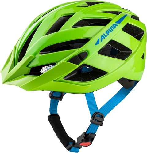 ALPINA PANOMA - Reflektierender & Optimal Belüfteter Fahrradhelm Mit Fliegennetz & Nachrüstbarem LED Für Erwachsene, Green-Blue Gloss, S (52-57 cm)