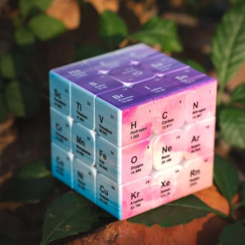 Speed Zauberwürfel 3x3 Speedcube, Magischer Würfel ohne Sticker mit Periodensystem chemische Elemente - Puzzle Spielzeug für Kinder und Erwachsene