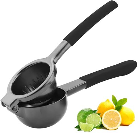 Lemon Squeezer,304 Stainless Steel Citrus Press Juicer,Non-Slip Grip Design Manual Juicer,Heavy Duty Manual Citrus Press Juicer & Lime Squeezer-Grey & BLack