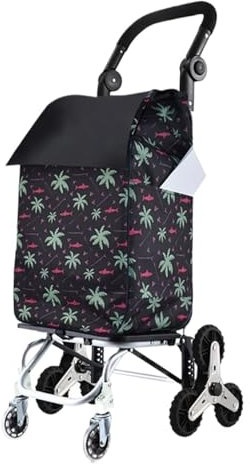 RUVOO Einkaufswagen Treppensteiger Trolley Faltbare, Abnehmbare 6 Gummiräder, 2 Lenkrollen, Stoßfest, Treppensteigen, Strapazierfähige Trolley-Tasche Einkaufstrolley Klappbar(Black)