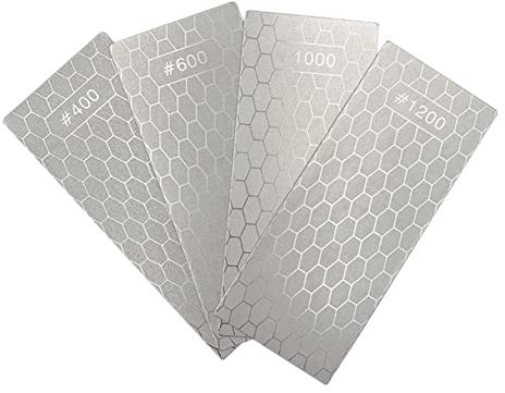 Swiixxer Pietre per Affilare Diamantate 4 Pezzi, con Tappetino Antiscivolo, Grana 400/600/1000/1200, Pietra per Affilare Un d'Ape per Affilare La Cucina
