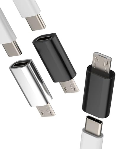 Lot de 3 adaptateurs USB C femelle vers micro USB mâle (3 Pack) Type C Chargeur de données Câble Connecteur Android Prise Convertisseur Type C Port Tablette Accessoires Compatible avec Samsung Galaxy