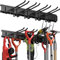 Gaethra Support Mural d'Outils de Garage, Rangement Outils Jardin, Organisateur de Rangement avec 6 Crochets Réglables et 3 Rails, pour Outils de Garage, Coupe-bordures, Tuyaux, Pelles