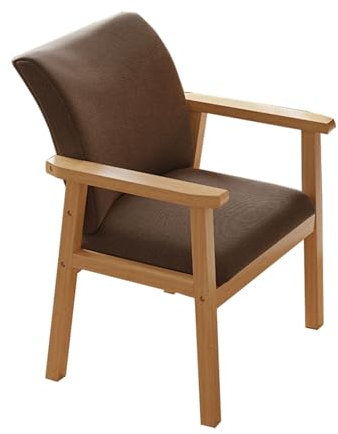 Holzstuhl Rückenlehne Stuhl Armlehne Schreibtisch Und Stuhl Wohnzimmer Esszimmerstuhl Langes Sitzen Nicht Müde 56 * 52,5 * 84 cm(Coffee Color)