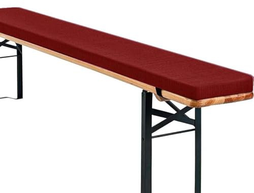 Yekuhe Bierbankauflage Gepolstert 220x25/170x25/180x30 für Bierzeltgarnitur Bankauflage Bankkissen Sitzbankkissen Abnehmbar Waschbar für Gartenbänke, Terrassen, Innenbänke(Burgundy,160x23x3cm)
