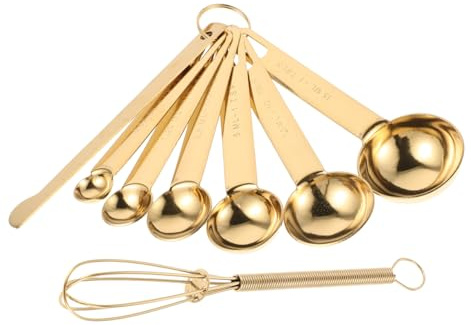 Cabilock 8 Pièces cuillère à mesurer en acier inoxydable Outils de cuisine tasses à mesurer de cuisine mesure en acier inoxydable cuillères soupe cuillères Doré