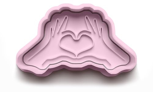 Keksausstecher Herzhand – Zwei Hände formen ein Herz – zweiteilig mit Stempel – Ausstechform aus PLA – Geschenkidee für Freundschaft, Liebe, Valentinstag