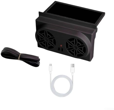 Solar and USB Powered Car Exhaust Fan for Window Installation, Promoting Sustainable Cooling and Fresh Air Inside Cars (Black)