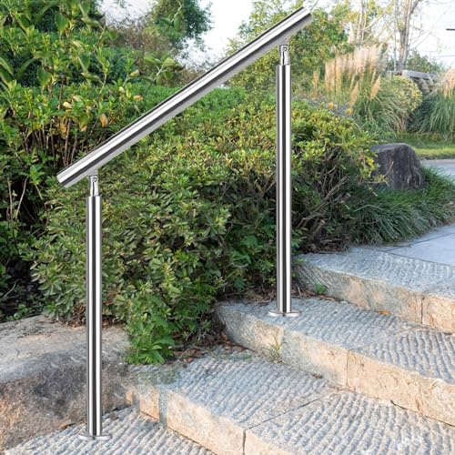 Barandilla de escalera de acero inoxidable para exteriores, mango de seguridad ajustable, para uso en interiores y jardines, 105 cm de altura, ideal para entradas y escalones de casa