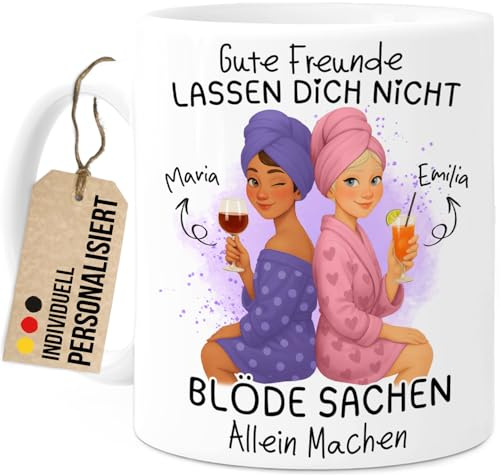 Tassenliebling® - Tasse beste Freundinnen personalisiert - Beste Freundin Tasse - Blöde Sachen allein machen - Geschenk für beste Freundin, Bff oder Kollegin - Freundschaftsgeschenk