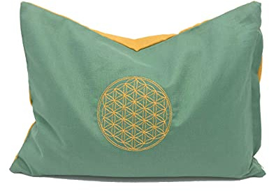 Kissen mit der Blume des Lebens Mintgrün, Verschiedene Kräuter zur Auswahl, Bezüge waschbar