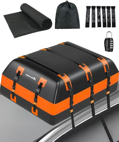Abahub Cofre de Techo,Diseño Impermeable Material 840D,Universal para Todos Los Modelos con/sin Portaequipajes,con Ganchos de Puerta Base Antideslizante Incluidos,Instalación Sencilla,850L