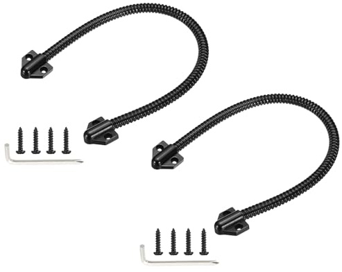PATIKIL Armored Loop Power Transfer (400mm L, Fit 6mm(0.24), Black)(2Pcs) Metal Flexible Gooseneck Exposed Mounting Sleeve Door Cable Protector with Alloy End Cap, Suit for - Access