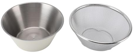 Omabeta Scodella Microporosa in Acciaio Inossidabile per Filtrazione Efficiente, Colino da per Frutta e Pasta di Riso, Acciaio Inossidabile 304, 5,7x2,6, Portatile e Leggero (Beige)