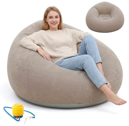 Sifxouped Aufblasbares Sessel Sitzsack, Tragbares Aufblasbares Luftsofa, Aufblasbarer Liegestuhl Outdoor Camping Strand und Pool, Wasserdichtes Tragbar Bequem (Grau)