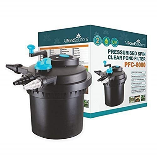 AllPondSolutions Pressurised Koi Fish Pond Filter with UV Steriliser Light All in one - Ponds Up to 8000 litres - PFC-8000