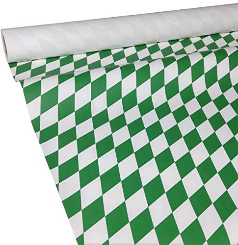 JUNOPAX Papiertischdecke 50m x 0,75m Raute grün-weiß
