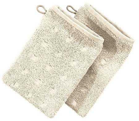Möve Waschhandschuh Quadretti 2er-Pack Walk-Frottier Natur Größe 15x20 cm